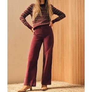 Faherty Burgundy Wide-Leg Trousers